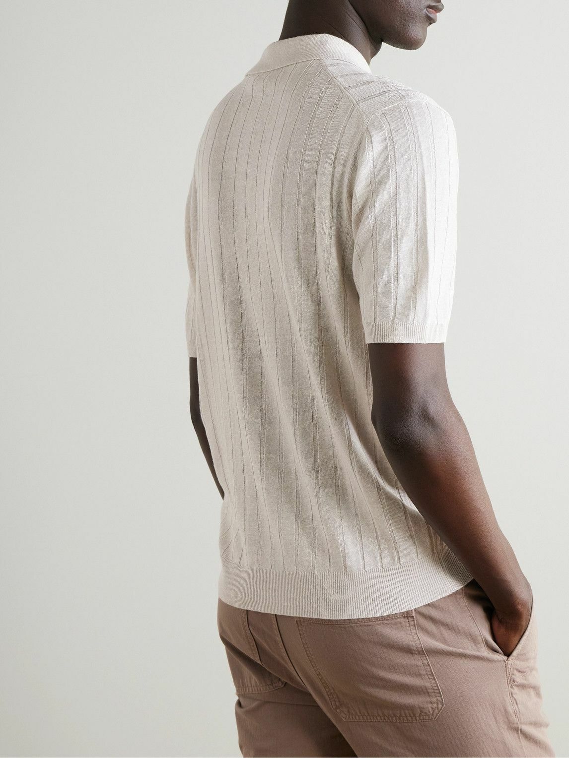 Boglioli - Ribbed Linen and Cotton-Blend Polo Shirt - Neutrals