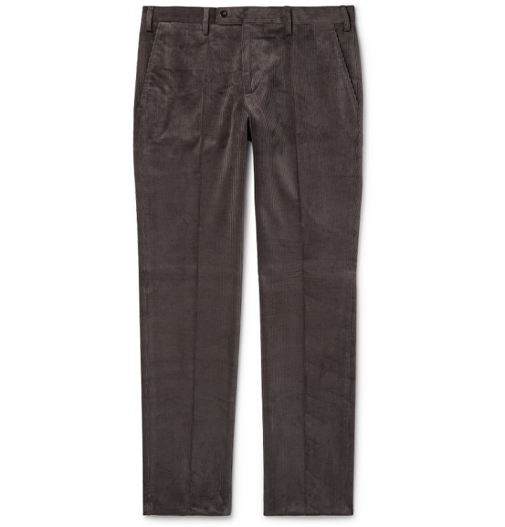 Photo: Rubinacci - Luca Slim-Fit Tapered Cotton-Blend Corduroy Trousers - Gray