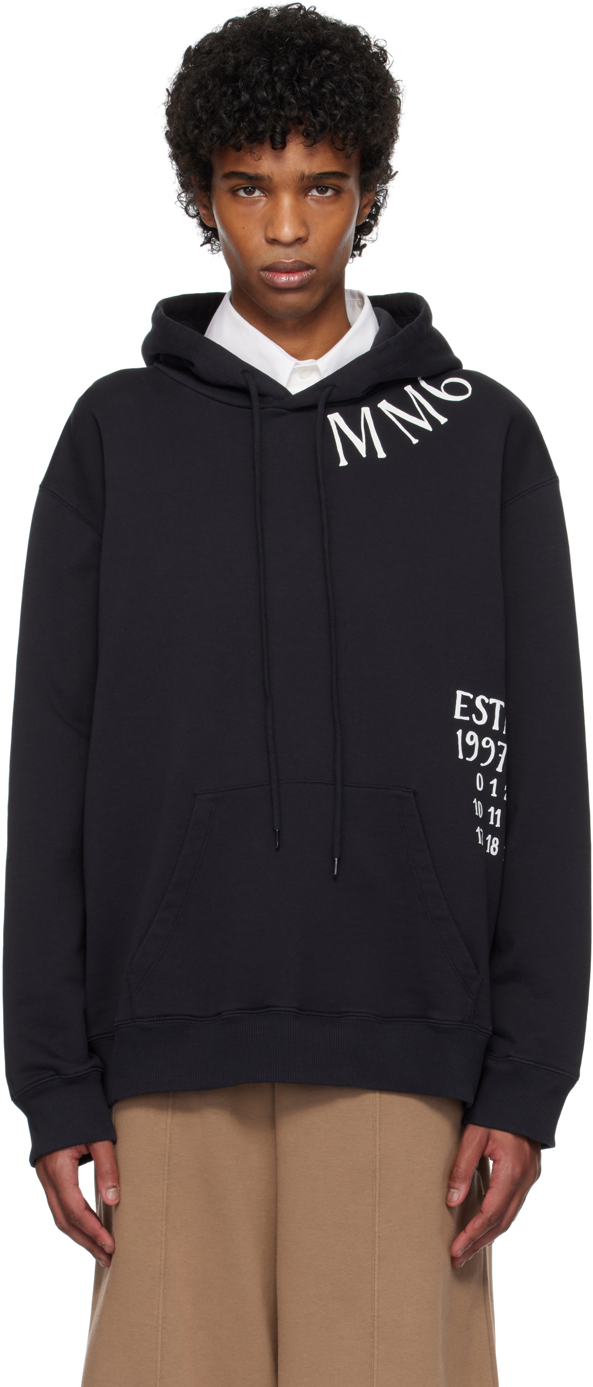 MM6 Maison Margiela Black Printed Hoodie