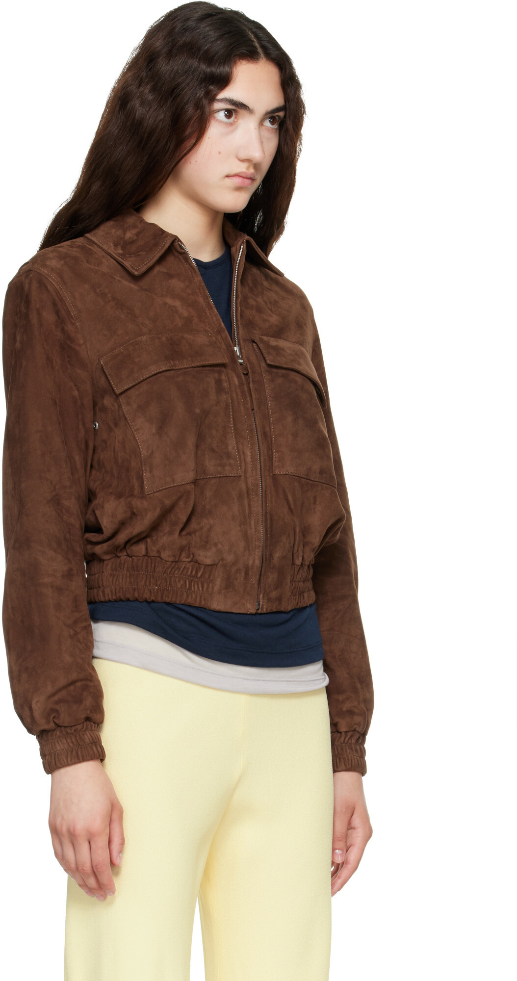 MACKAGE Brown Senka-SU Patch Pocket Suede Jacket