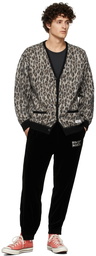 WACKO MARIA Beige Leopard Mohair 'Guilty Parties' Cardigan