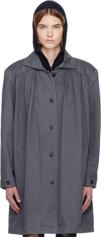 Photo: OPEN YY Gray Over Shirred Top Coat