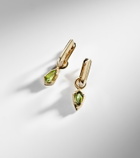Stone and Strand Knife Edge Shield 14kt gold hoop earrings with green tourmaline