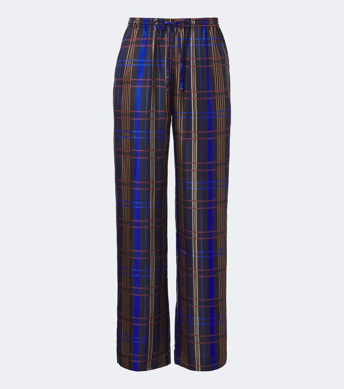 Asceno Aurelia plaid silk twill wide-leg pants
