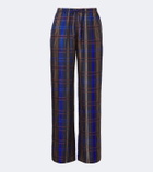 Asceno Aurelia plaid silk twill wide-leg pants