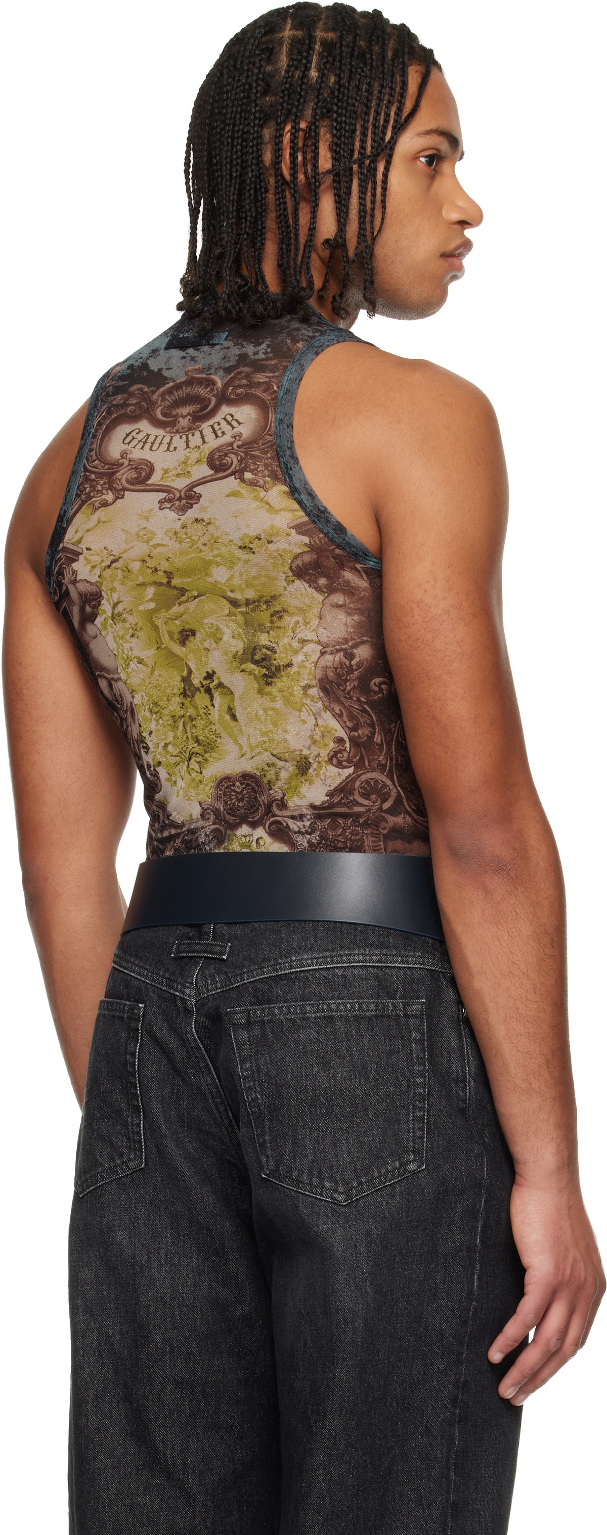 Jean Paul Gaultier Navy & Beige 'The Médallion' Tank Top
