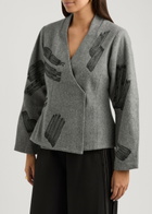 Lovebirds Printed Wool Wrap Jacket Grey