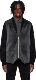 System Black Knotted Faux-Suede Vest