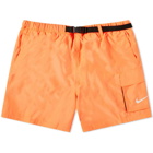 Nike Swim Men's Belted 5" Volley Short in Bright Mango