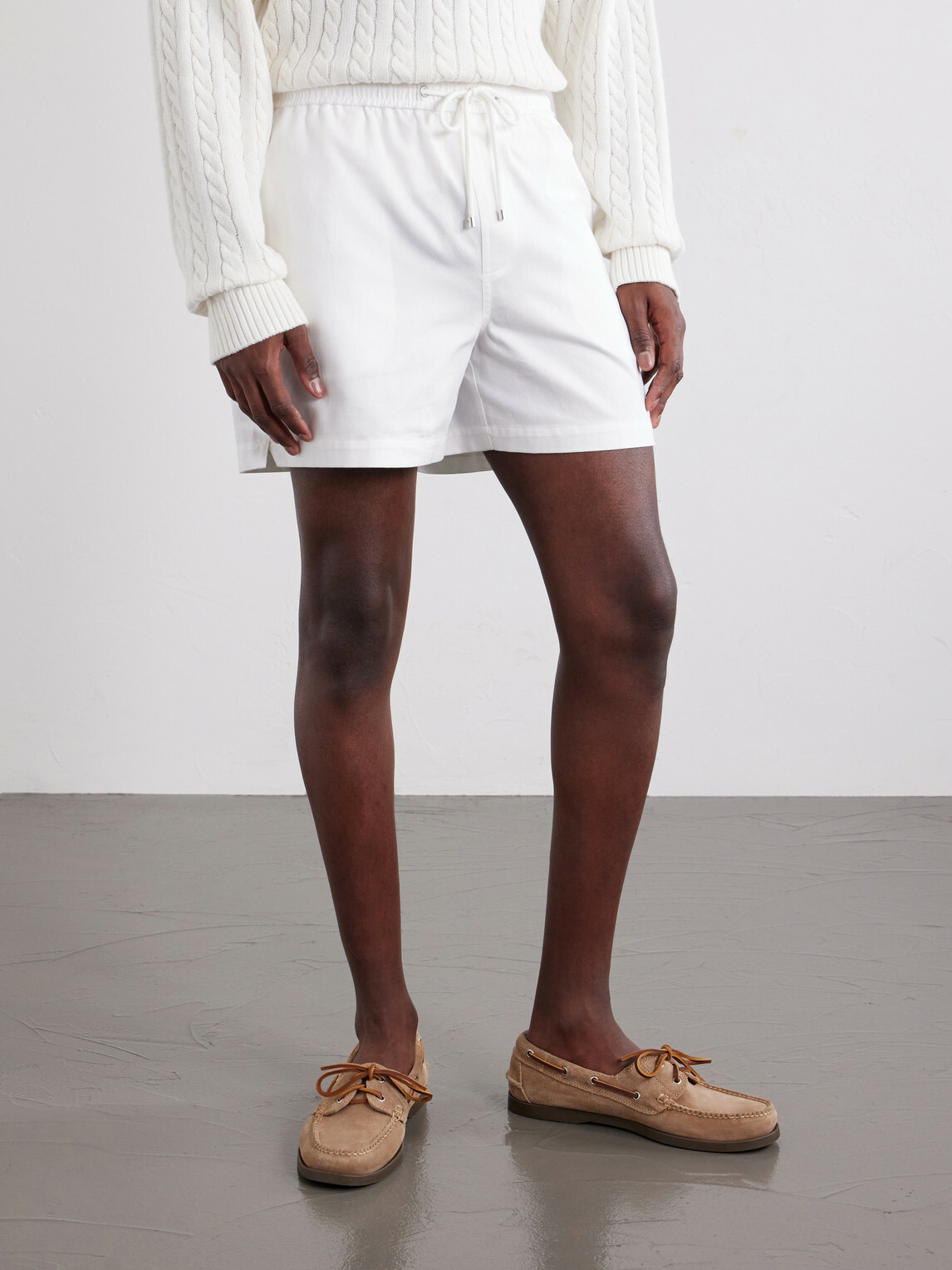 FRAME - Straight-Leg Logo-Embroidered Cotton-Twill Drawstring Shorts - Neutrals