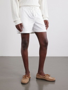 FRAME - Straight-Leg Logo-Embroidered Cotton-Twill Drawstring Shorts - Neutrals