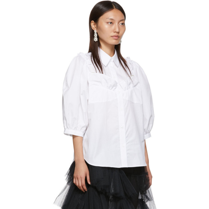 Simone Rocha White Beaded Bustier Boy Shirt Simone Rocha