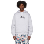 Stussy Grey Stock Logo Hoodie