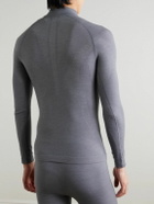 Falke - Printed Virgin Wool-Blend Jersey Half-Zip Ski Base Layer - Gray