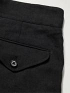 Ralph Lauren Purple label - Straight-Leg Pleated Linen Trousers - Black