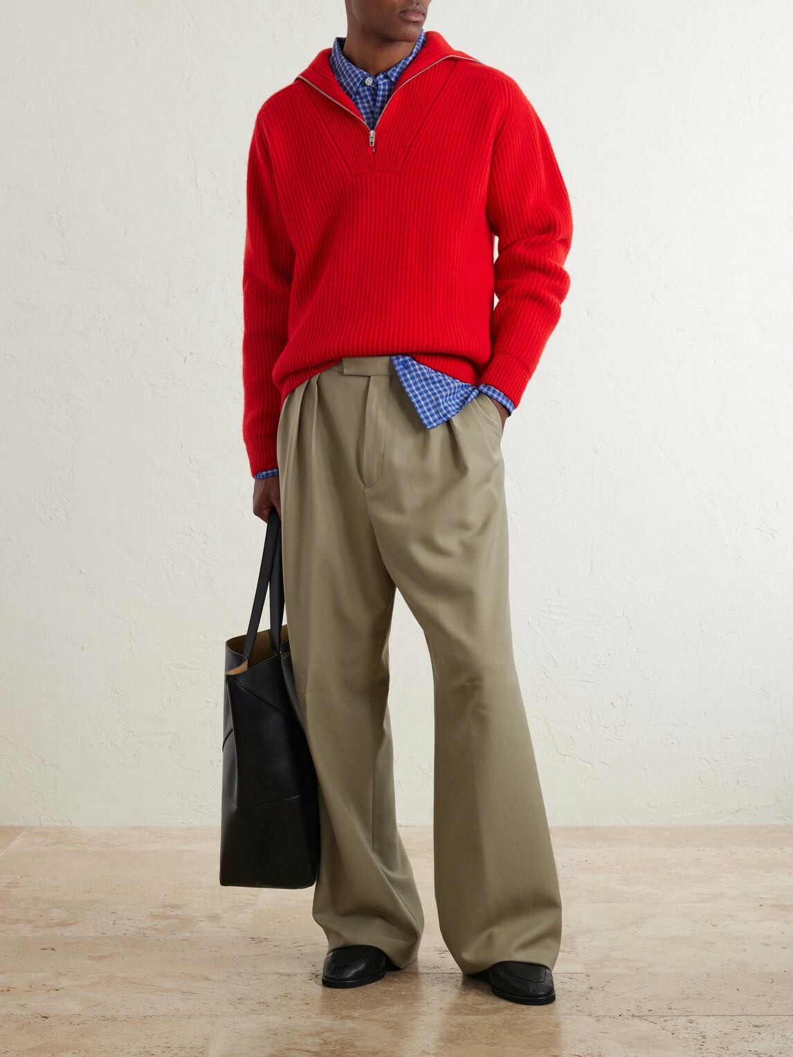 Jil Sander - Ribbed Wool Zip-Up Sweater - Red