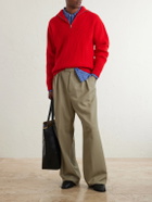 Jil Sander - Ribbed Wool Zip-Up Sweater - Red