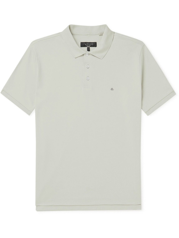 Photo: Rag & Bone - Logo-Appliquéd Cotton-Jersey Polo Shirt - Gray