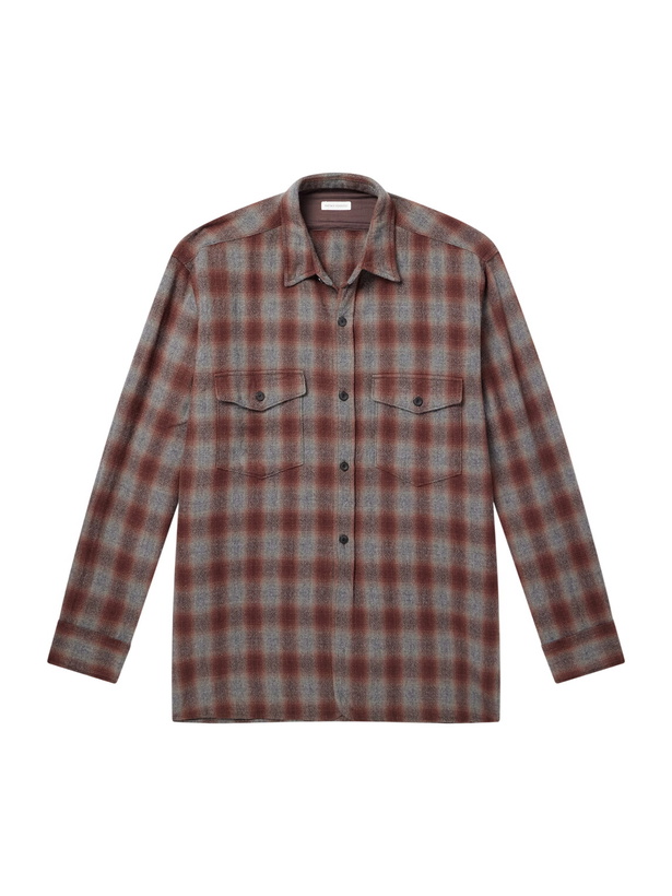 Photo: Kaptain Sunshine - Checked Wool and Alpaca-Blend Shirt - Red