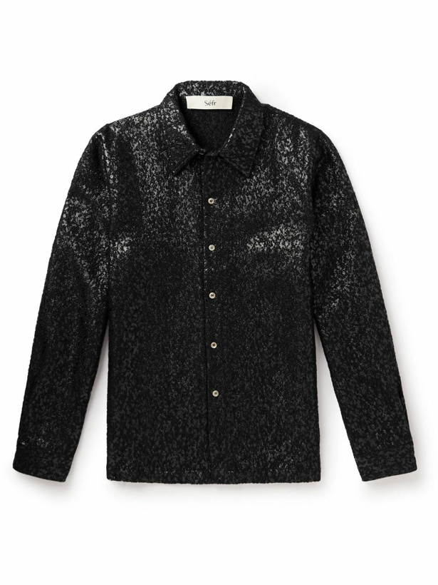 Photo: Séfr - Ripley Metallic Textured Wool-Blend Shirt - Black