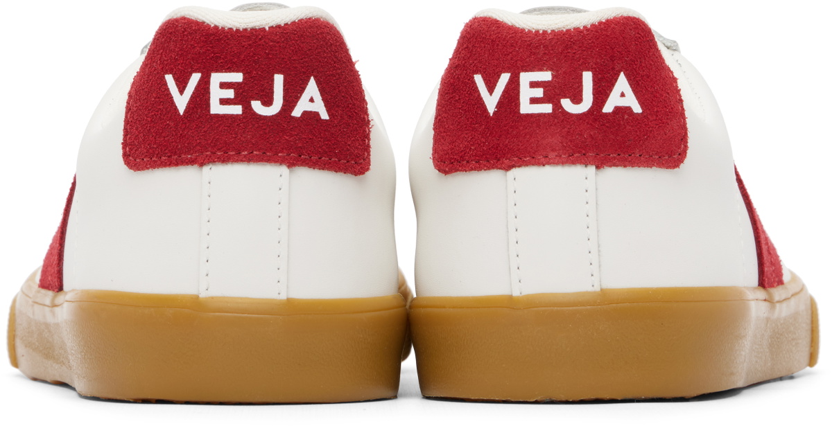 VEJA White & Red Esplar Leather Sneakers