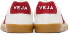 VEJA White & Red Esplar Leather Sneakers