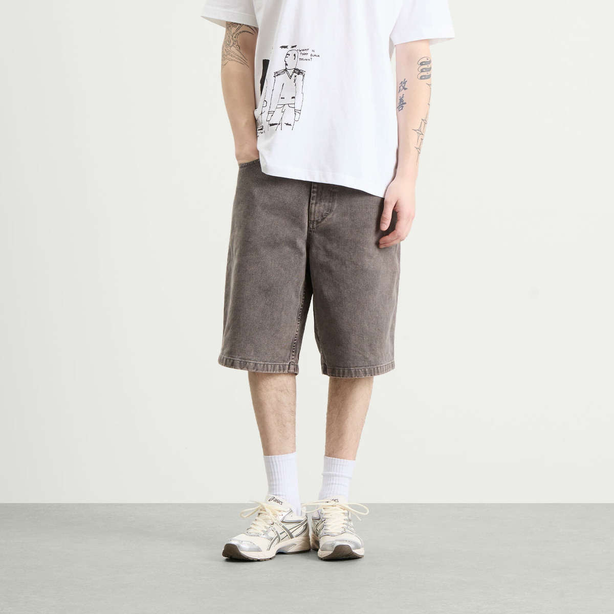 Polar Skate Co. Men's Big Boy Denim Shorts in Washed Grey