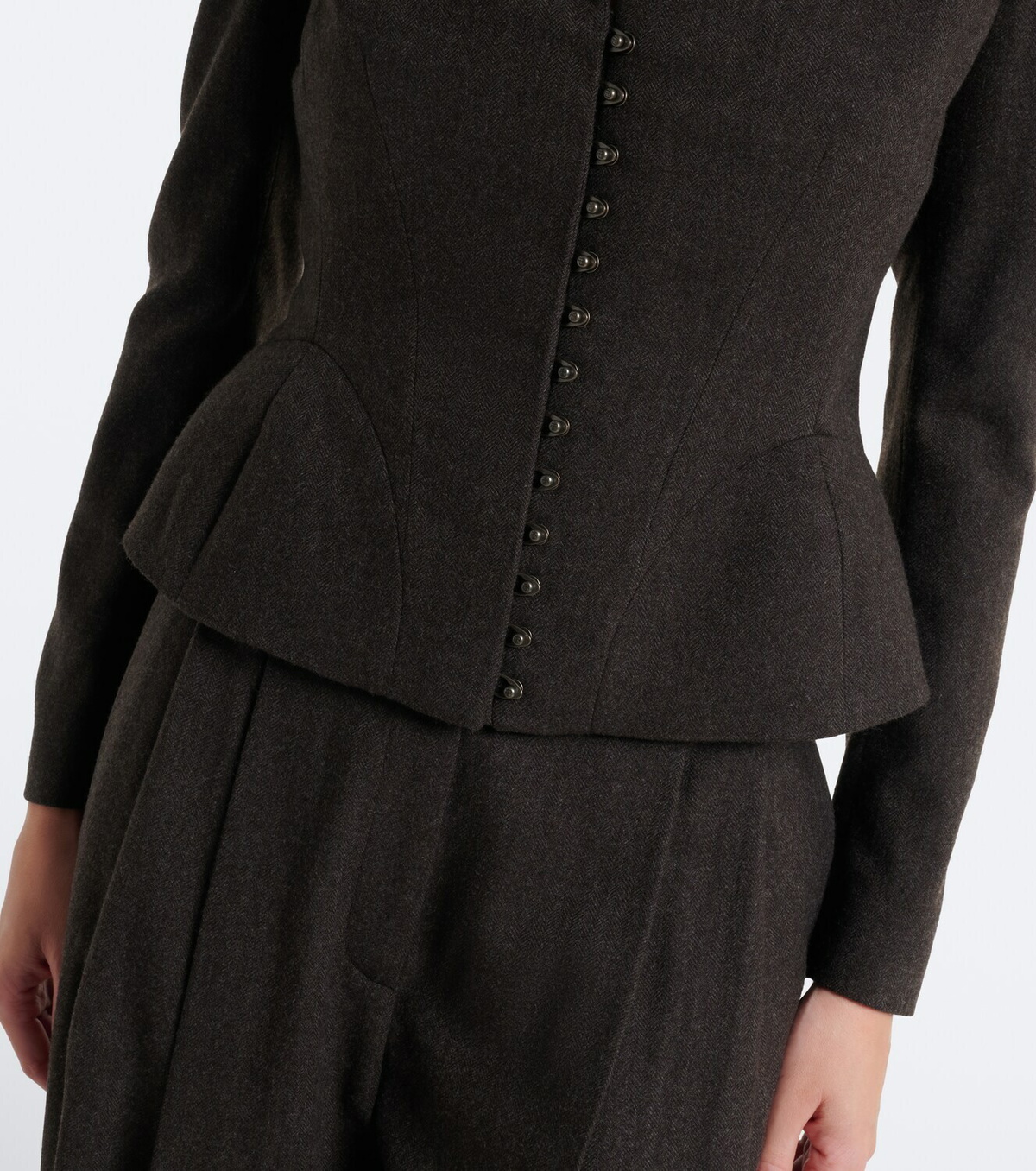 Ralph Lauren Collection Herringbone peplum virgin wool blazer