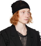 AIREI Black Embroidered Beanie
