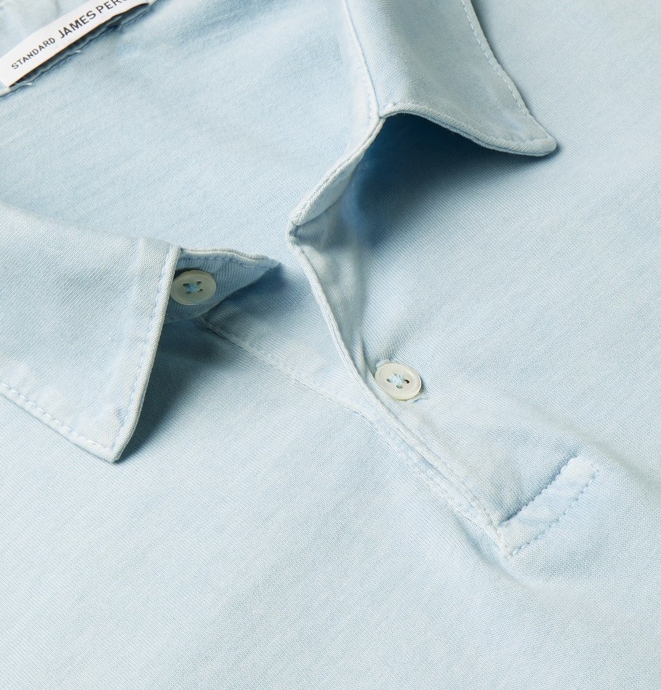 James Perse - Supima Cotton-Jersey Polo Shirt - Sky blue James Perse