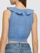 ALESSANDRA RICH - Mohair Knit Cropped Vest Top W/ Studs