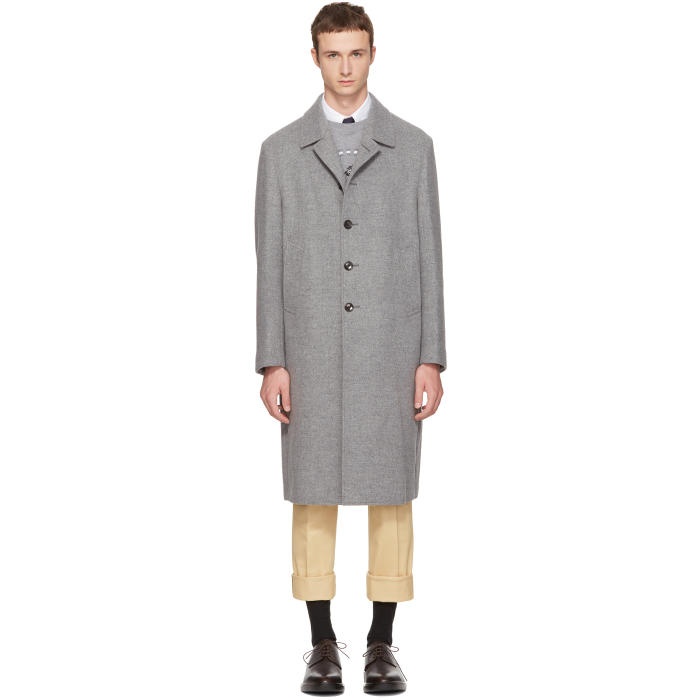 Photo: Thom Browne Grey Long Relaxed Bal Collar Coat