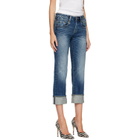 R13 Blue Cuffed Boy Straight Jeans