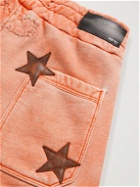 AMIRI - Chemist Tapered Leather-Appliquéd Supima Cotton-Jersey Sweatpants - Orange