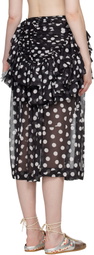 Dries Van Noten Black Layered Polka Dot Midi Skirt