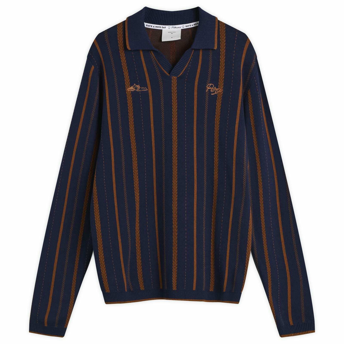 Percival Men's Citation Knitted Football Shirt in Navy