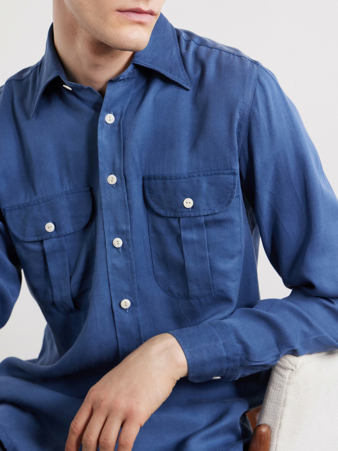 J. Mueser - TENCEL™ Lyocell-Twill Shirt - Blue