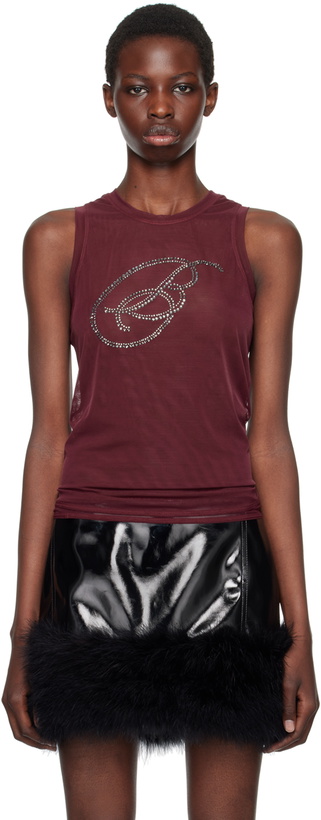 Photo: Blumarine Burgundy Rhinestone B Monogram Tank Top