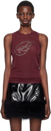 Blumarine Burgundy Rhinestone B Monogram Tank Top