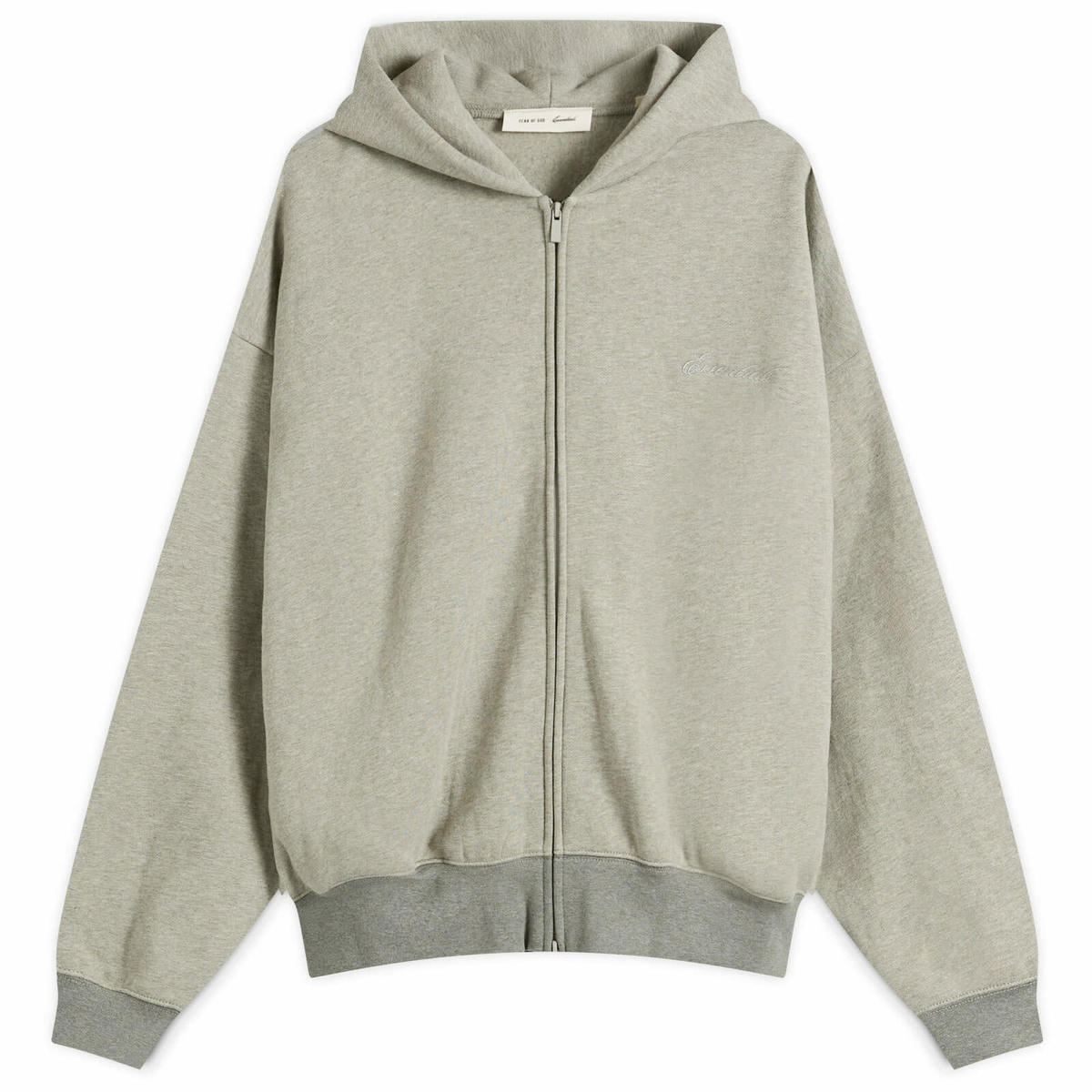 Fear of God ESSENTIALS Men's Signature Classic Zip Hoodie in Concrete ...