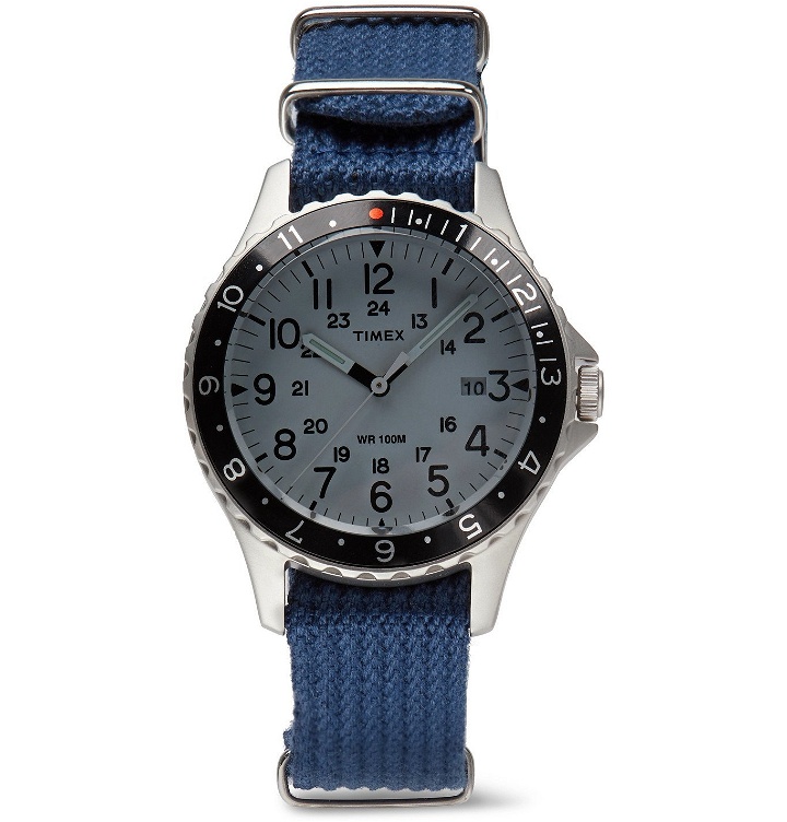 Photo: Timex - Archive Navi Ocean 38mm Stainless Steel and Nylon-Webbing Watch - Blue