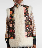 La DoubleJ Folk floral faux fur-trimmed vest