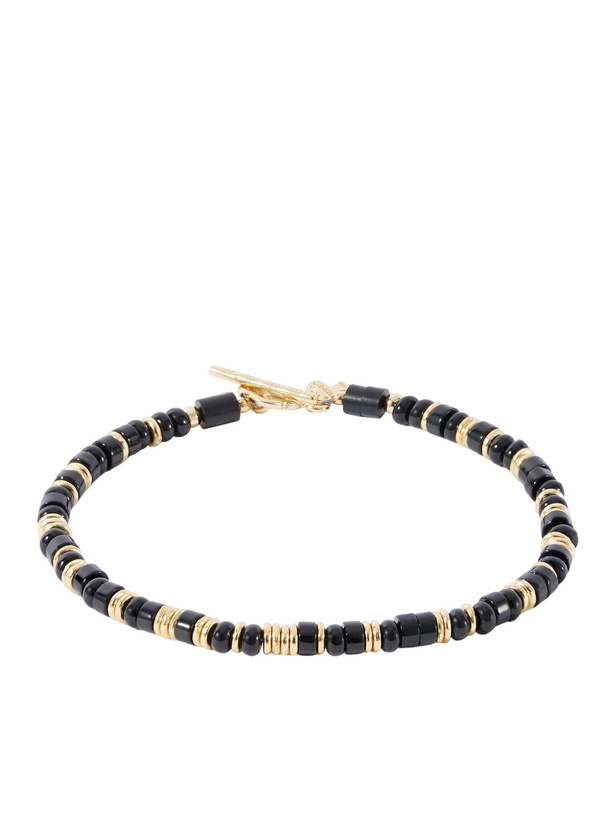 Photo: Peyote Bird - Onyx Fire Gold-Plated Black Jet And Onyx Bracelet - Black