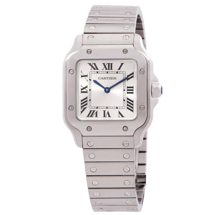 Photo: Cartier Santos Small Model Quartz Silver Dial Watch WSSA0082