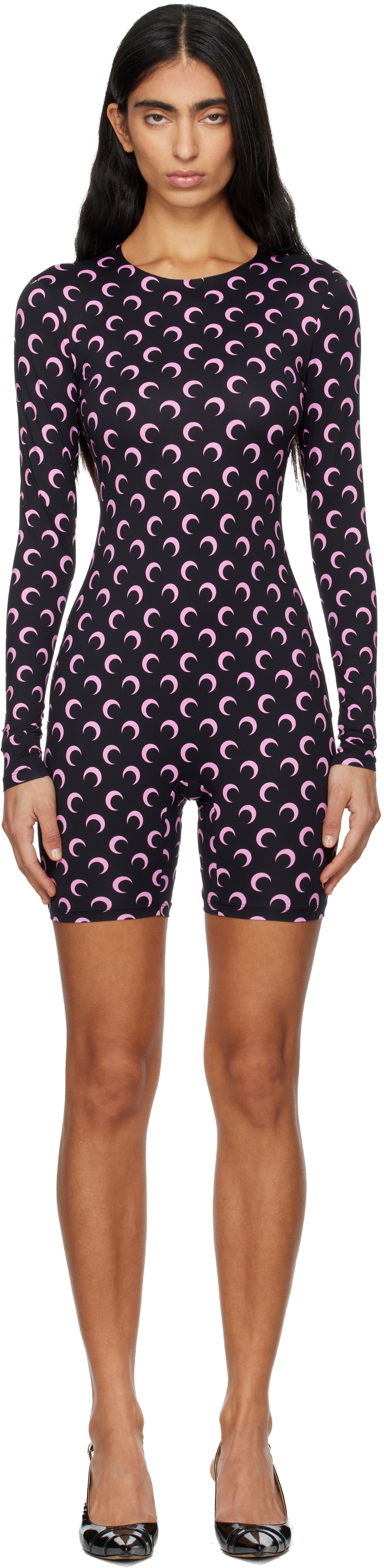 Marine Serre Black Moon Printed Jersey Jumpsuit