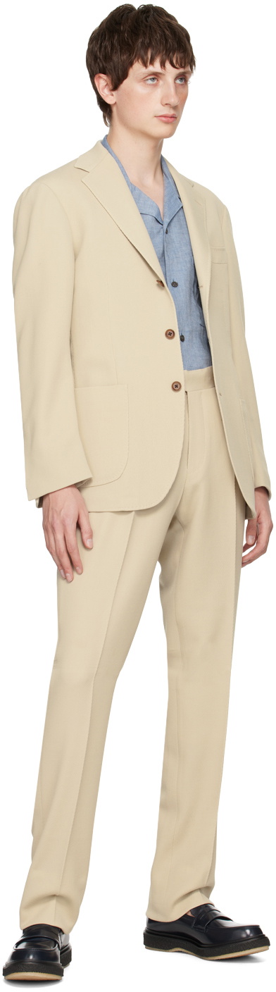 Ring Jacket Beige Rib Suit