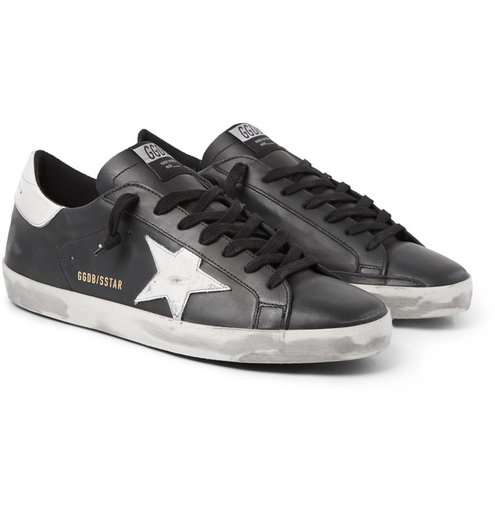 Photo: Golden Goose - Superstar Distressed Leather Sneakers - Black