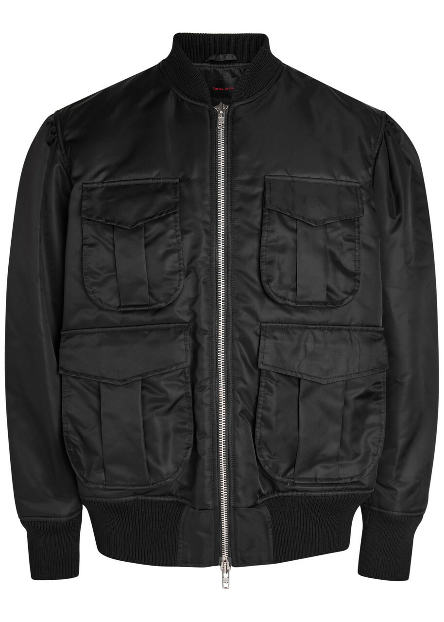 Simone Rocha Quilted Taffeta Bomber Jacket Black