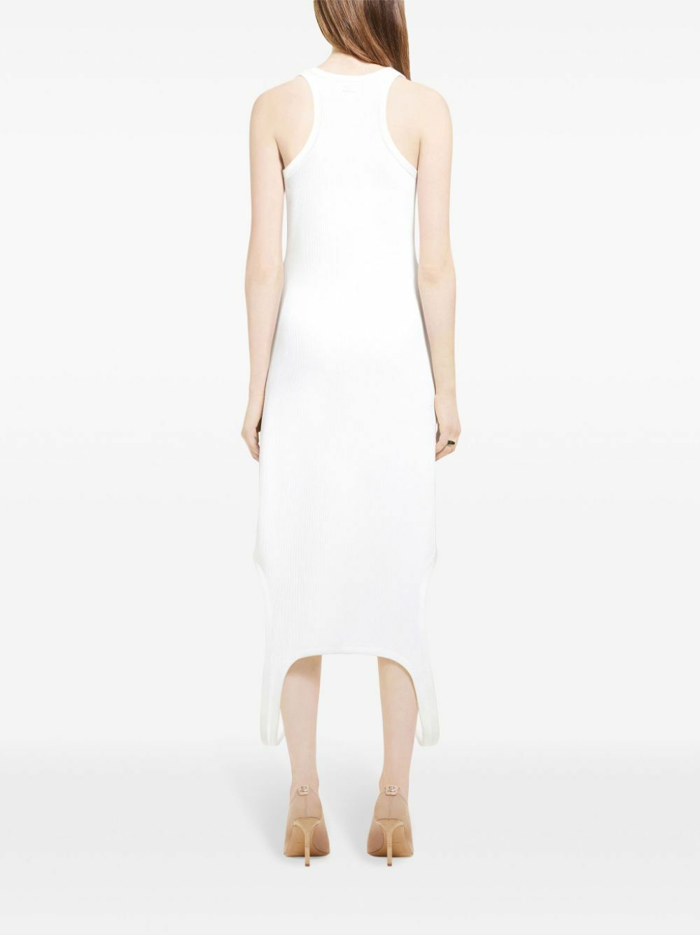 Courrèges White Reversed Ribbed-Knit Dress Courreges