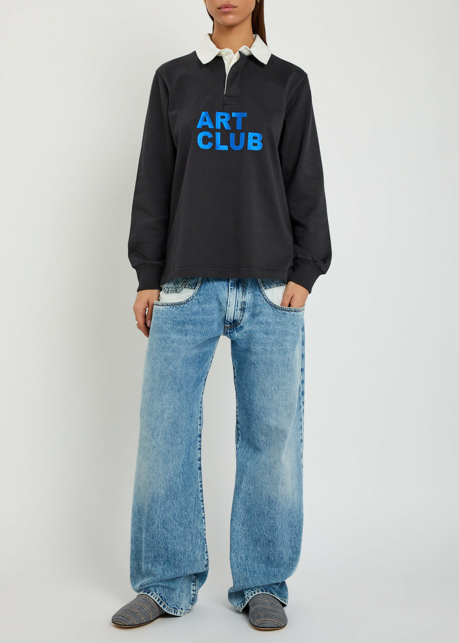 JW Anderson Art Club Rugby Cotton Polo Shirt Black